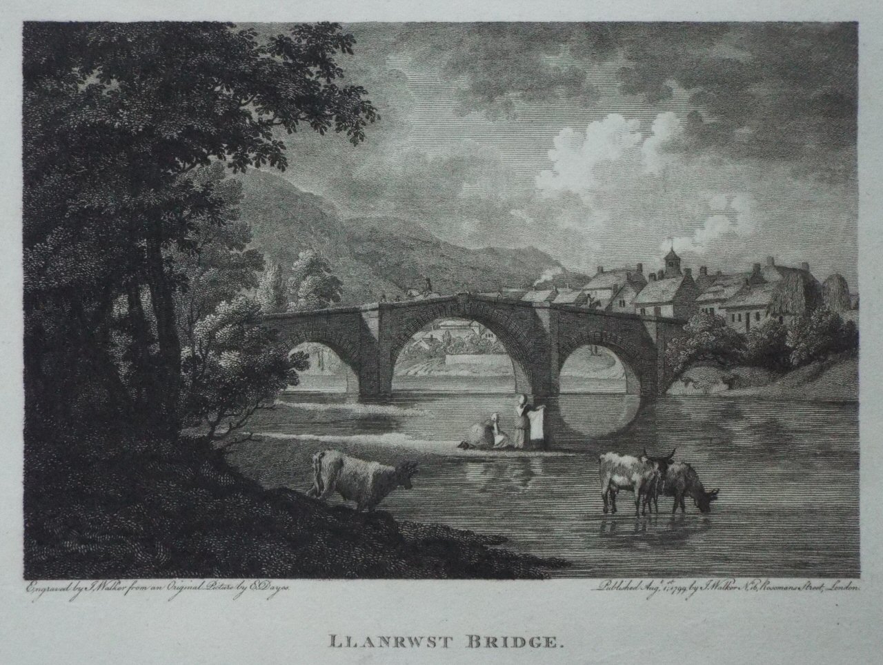 Print - Llanrwst Bridge. - Walker